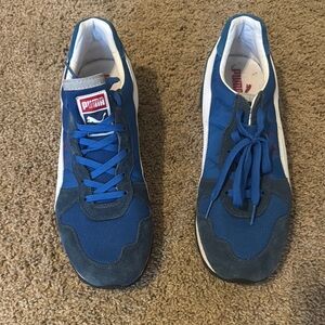 Puma Blue and White Sneakers Retro Design. Men’s size 11.